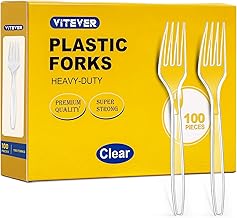 [100 Count] Clear Plastic Forks Heavy Duty, Premium Disposable Forks, Durable Plastic Cutlery for Parties, Picnics, Big Event, Daily Use - Heat Resistant & BPA Free