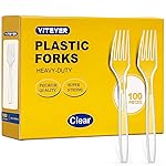[100 Count] Clear Plastic Forks Heavy Duty, Premium Disposable Forks, Durable Plastic Cutlery for Parties, Picnics, Big Event, Daily Use - Heat Resistant & BPA Free