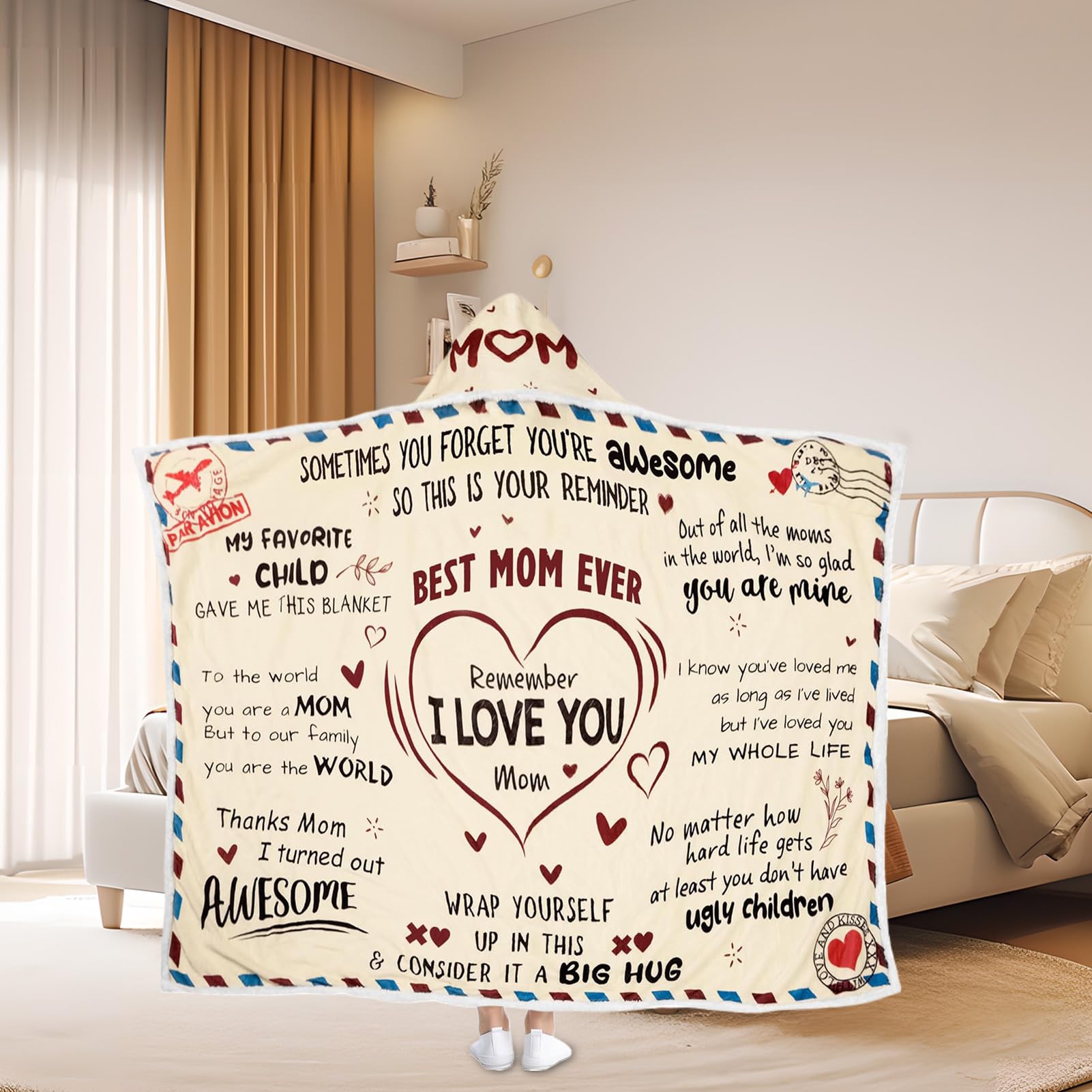 Coperta Mamma Da Figlio Con Cappuccio Design A Busta In Flanella Calda E | Coperte Da Figlia Per Mamma Ideale Per Donna Fidanzata Compleanno Decorazione Casa Spa Viaggio Campeggio Aria
