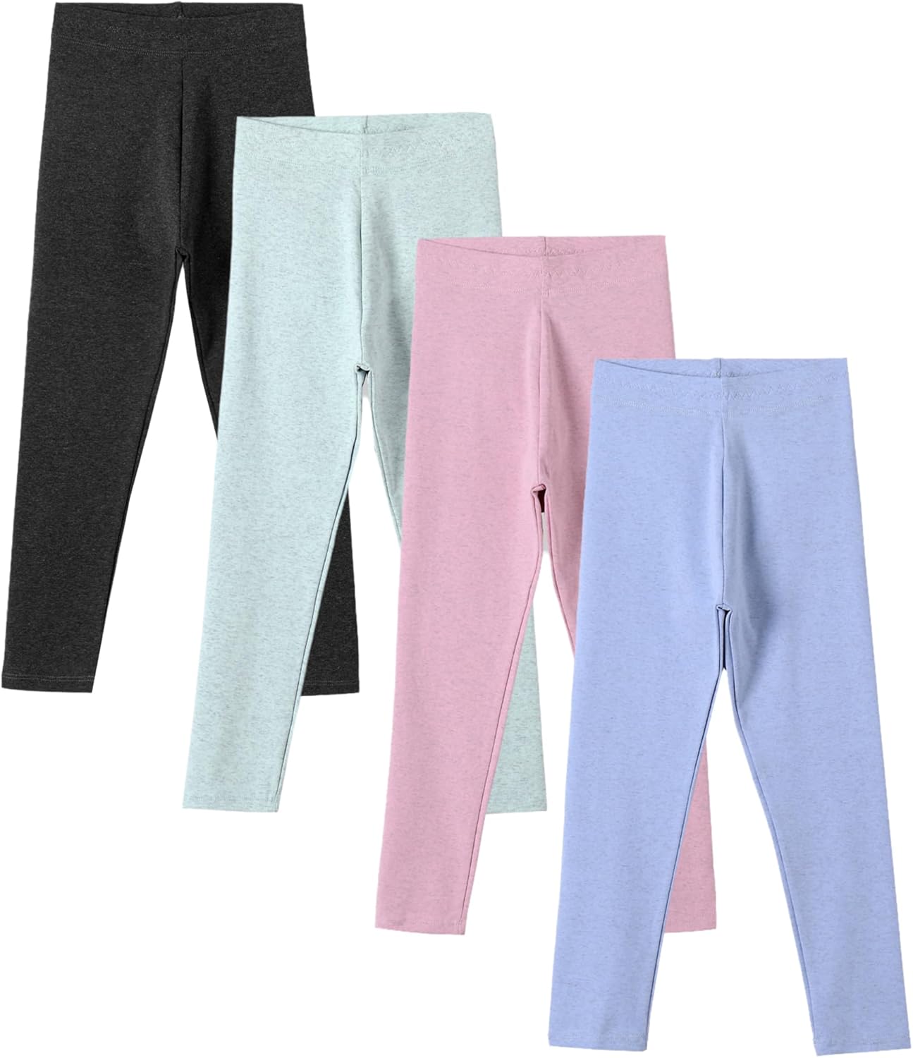 4 Pack Girls Cotton Leggings Stretchy Yoga Pants Kids Soft Full Length Solid Leggings