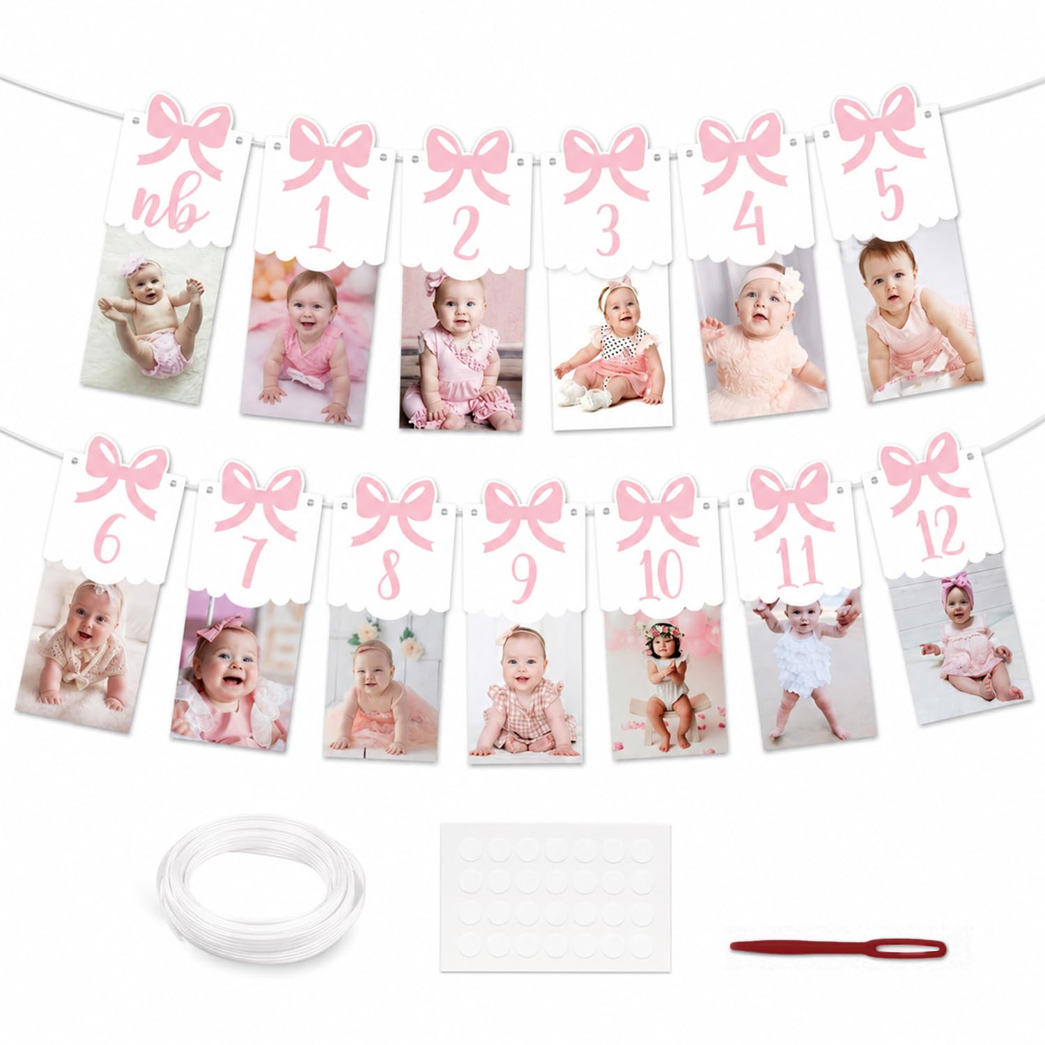 Photo Banner, First Birthday Decorations Girl, Birthday Decorations for Girls
