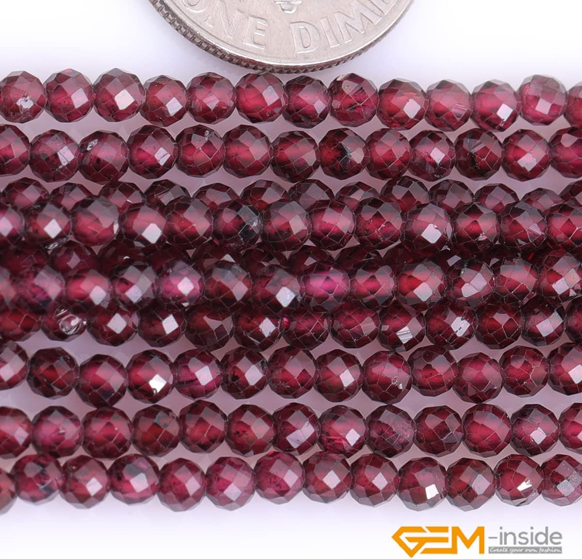 GEM-Inside Natural 3mm Red Garnet Gemstone Faceted Round Stone Loose Beads Crystal Energy Power for Jewelry Making 15" - Image 4