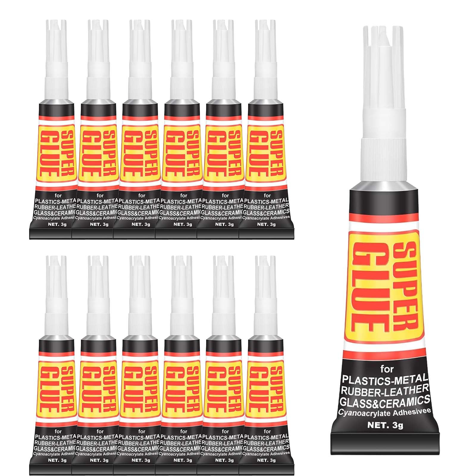 Tenacore 12 x Sekundenkleber Extra Stark, Superkleber, 3g Alleskleber, Schweißen Hochfester Ölkleber, für Metall Keramik Gummi Kunststoff Holz Leder