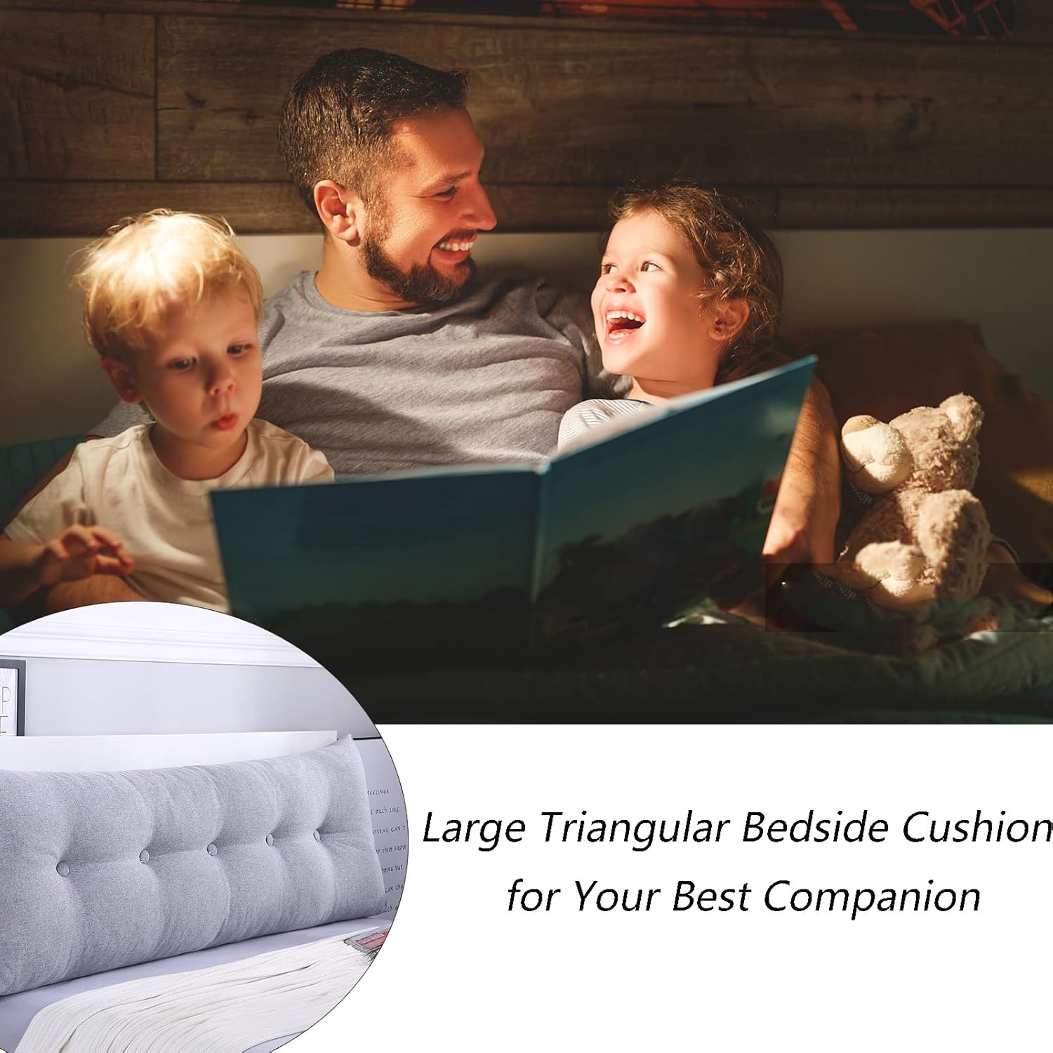 Headboard Wedge Pillow,Triangular Reading Bed Rest Pillow Large Bolster Cushion Headboard Backrest Wedge Pillow for Neck & Lumbar Support,E,60cm/23.6in