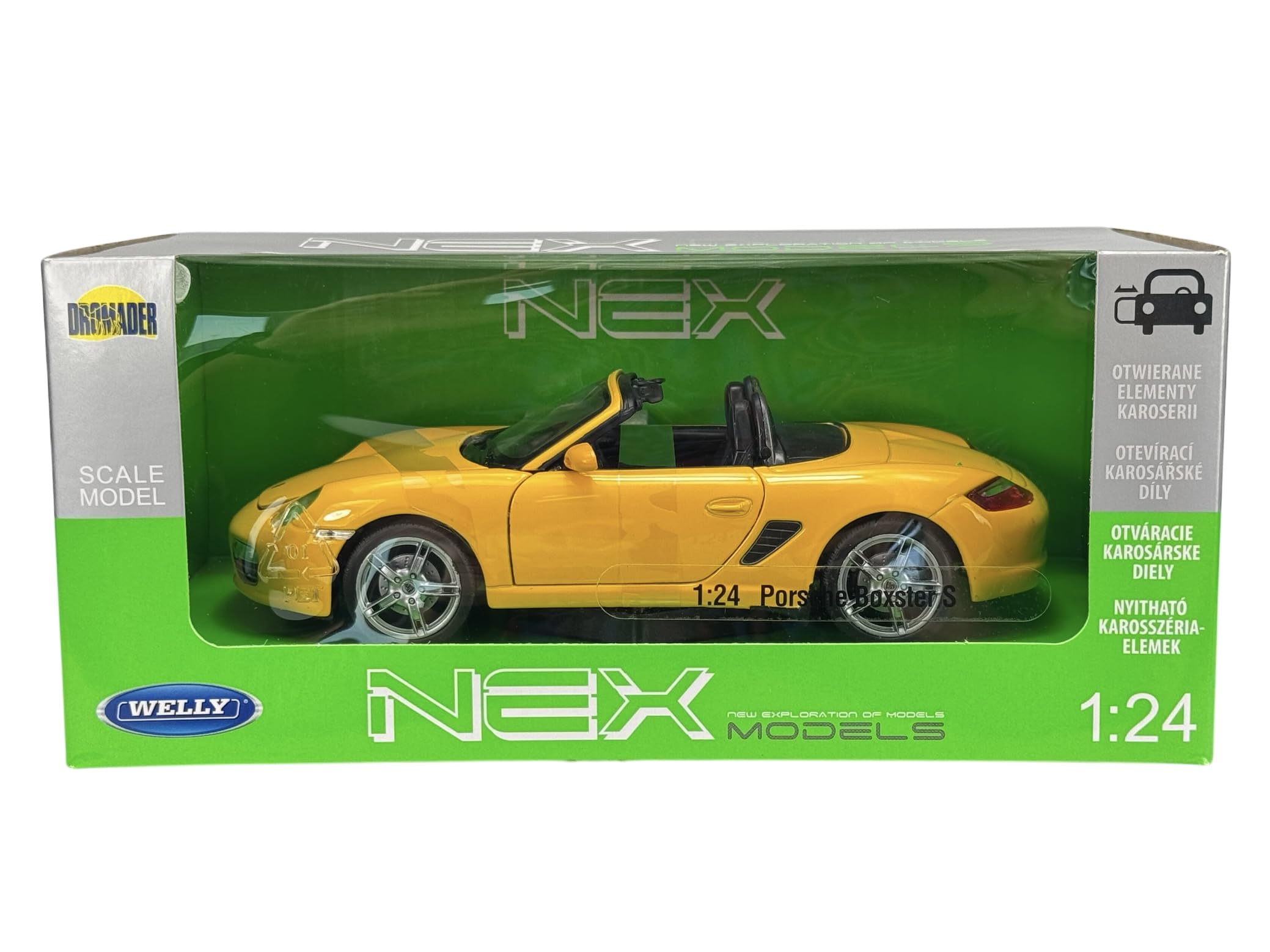 Welly Porsche Boxster Boxter S 987 Cabrio Offen Gelb 2004-2012 1