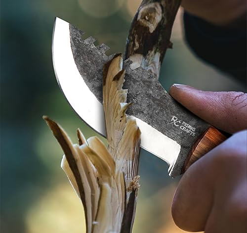 Miniatura 8 de RISING CRAFTS Cuchillo Hunitng Cteel Tracker hecho a mano de 8.5 pulgadas con funda de transporte horizontal, hoja fija, supervivencia, táctica,