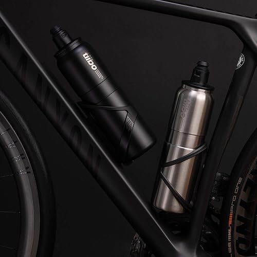 Miniatura 7 de tiibo Botella de agua para bicicleta de acero inoxidable con aislamiento al vacío, doble pared, antideslizante, boquilla deportiva de flujo rápido,