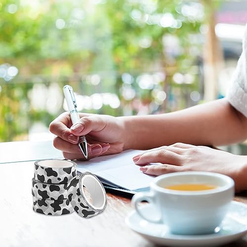 Miniatura 7 de Cinta washi de vaca con estampado de animales, 5 unidades, cintas adhesivas para álbumes de recortes, cintas adhesivas negras y blancas para