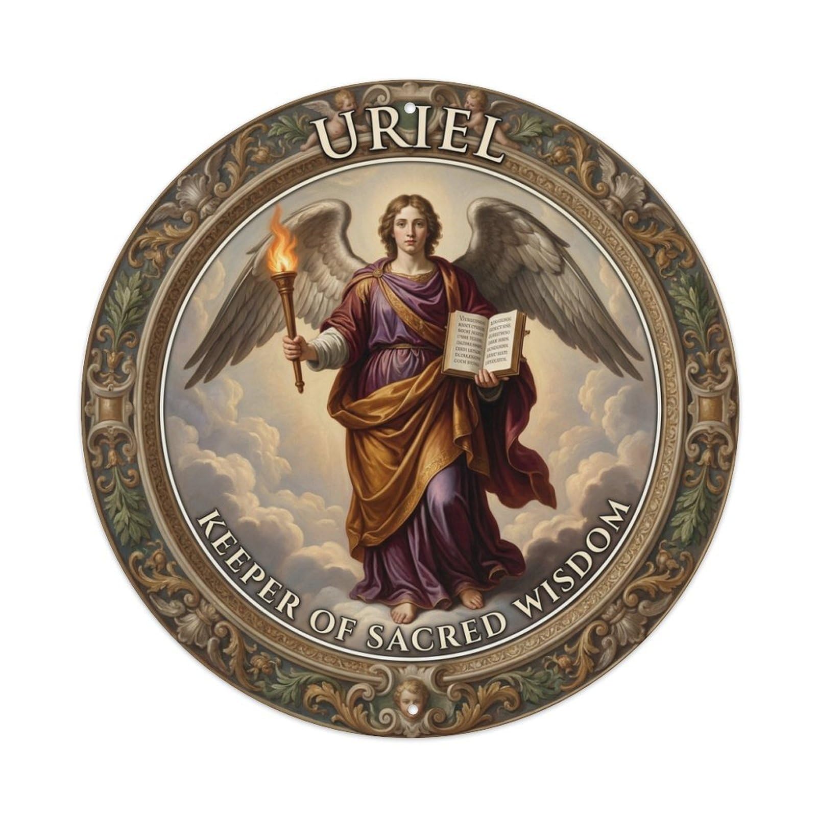 Keeper of Sacred Wisdom Flame Guardian Archangel Uriel Metal Tin Sign