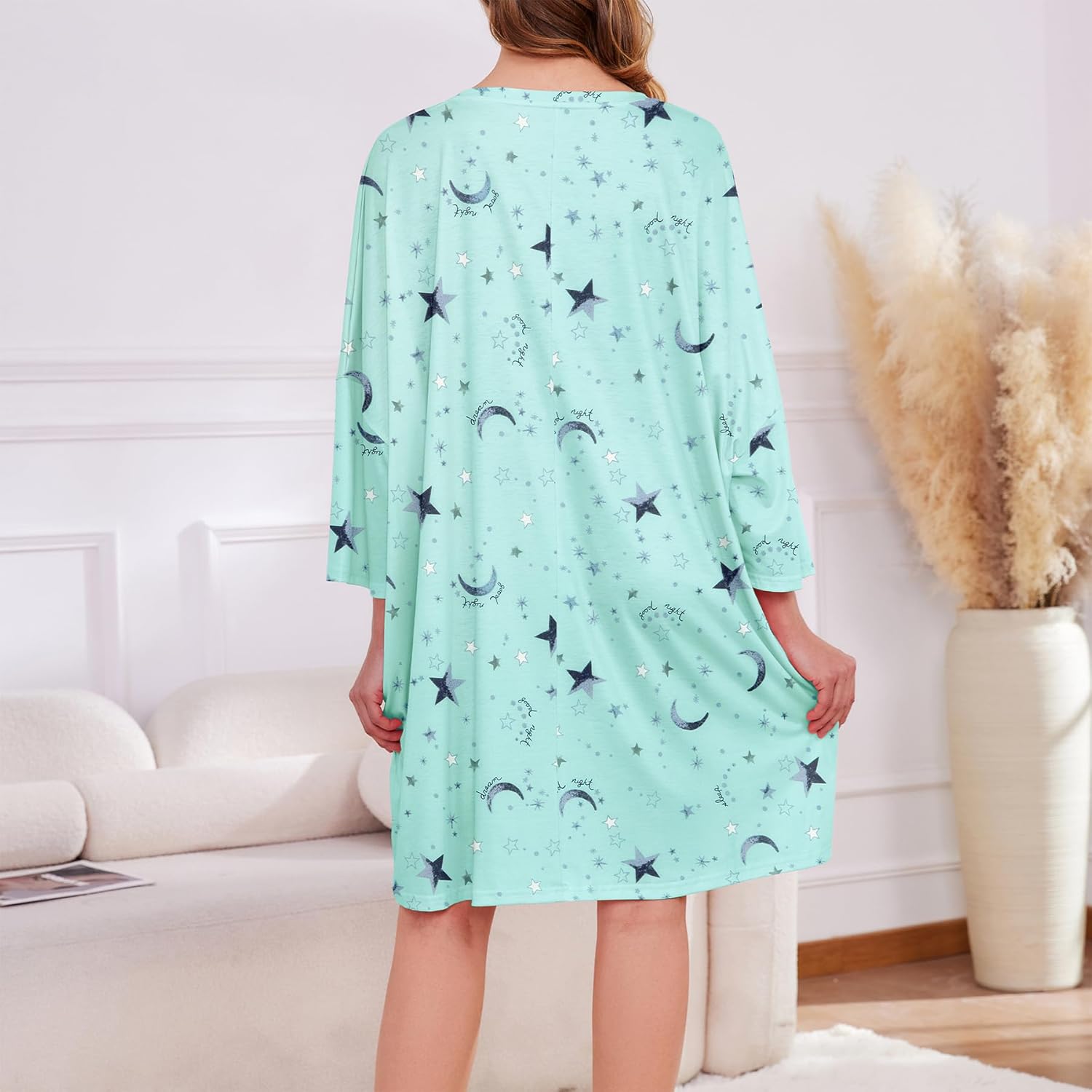 Zando Plus Size Nightgowns for Women Moomoo Nightgowns Oversized Sleep Tshirts Dress Sleepwear With Pocket Fit S-5XL - Image 7