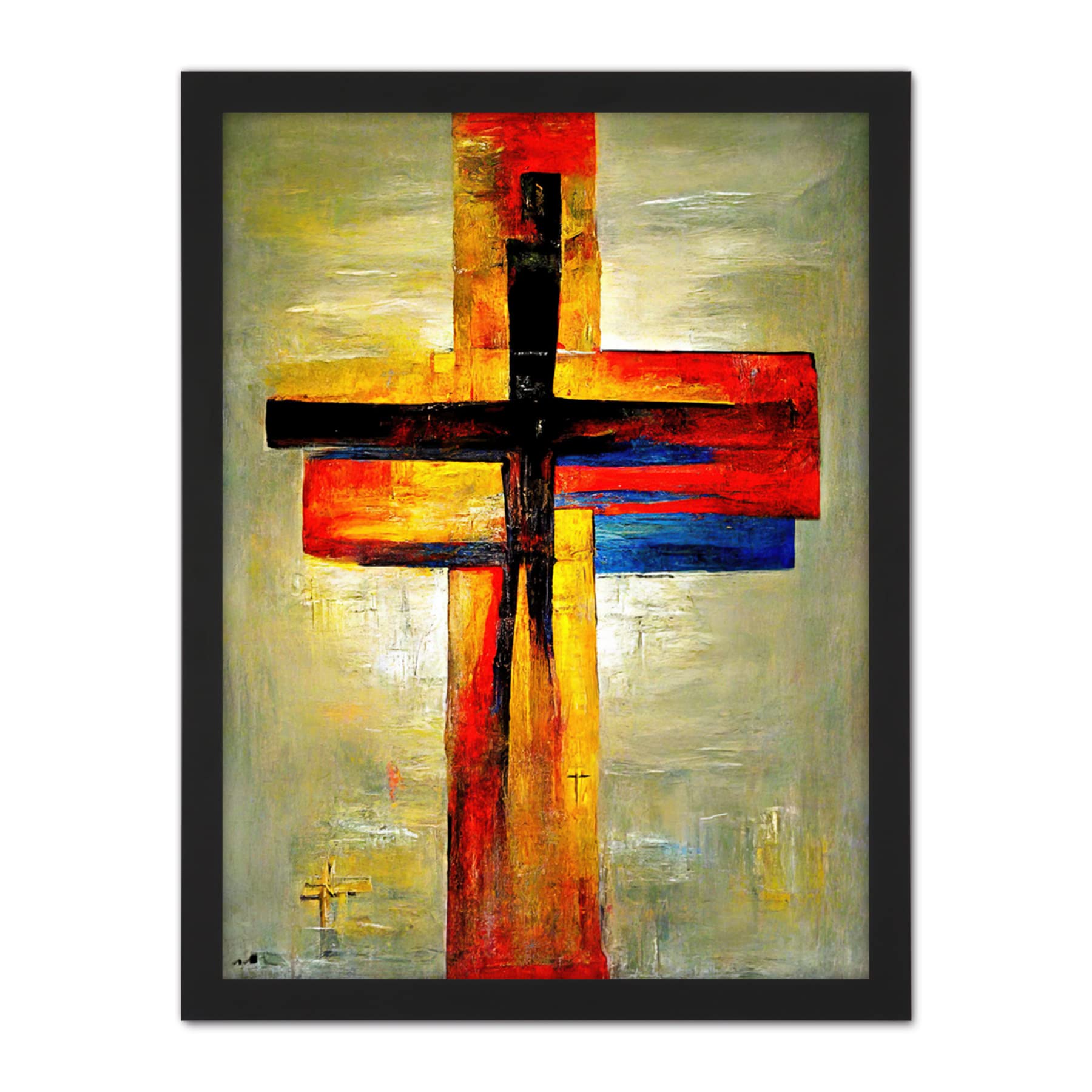 Doppelganger33 LTD Christian Modern Crucifixion Cross Jesus Artwork Framed Wall Art Print 18X24 Inch