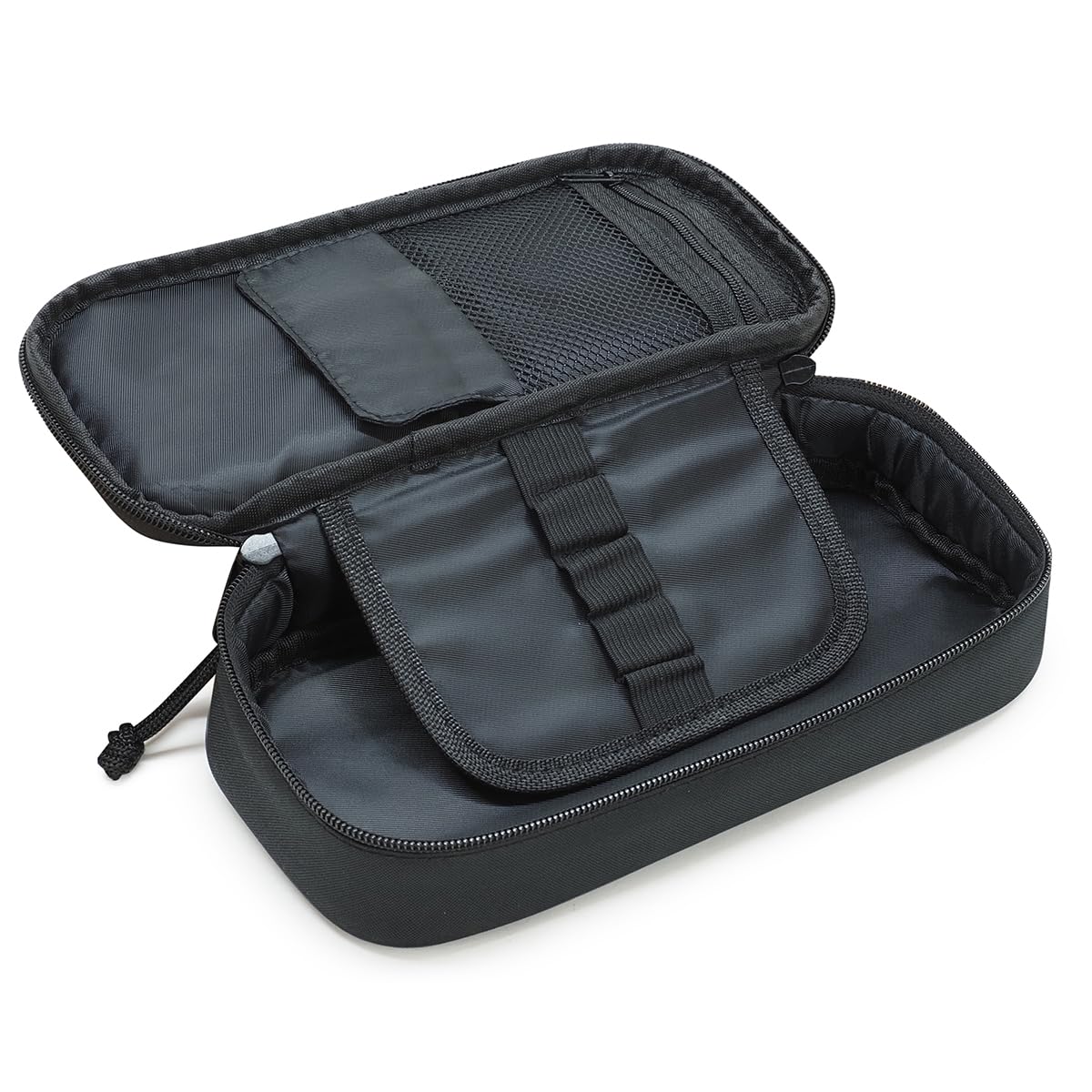 Waytex 93165 - Estuche Ovalado XL de Gran Capacidad con Bolsillos, Organizador para Escolares, Oficina, Almacenamiento, cosméticos, Color Negro