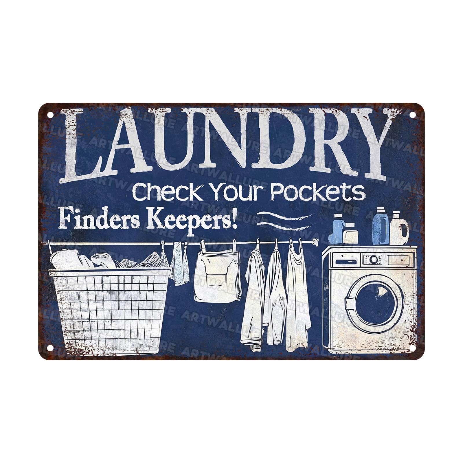 Anceky Tin Sign Retro Laundry Check Your Pockets Vintage Metal Sign Wall Decor for Home Yard Garage Farmhouse Bar Kitchen 12×16 Inch