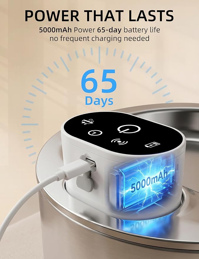 Fuente de Agua para Gatos Acero Inoxidable 4L, Automática con Batería miniatura 5