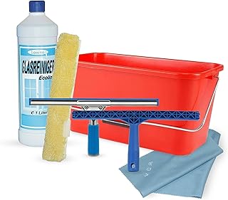 Wisch-Star Profi Fensterputzer Set mit Eimer, 6-teilig, Fensterreinigung, Fenster Reinigungsset mit Fensterabzieher, Glasreiniger und Putzeimer 14 Liter