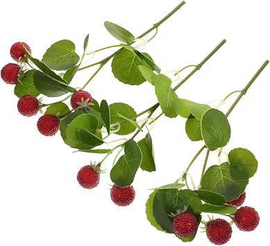 ABOOFAN 3pcs Lifelike Bayberry Fruit Decor Artificial Bayberry Branches Fake Plant for Home Office Decor