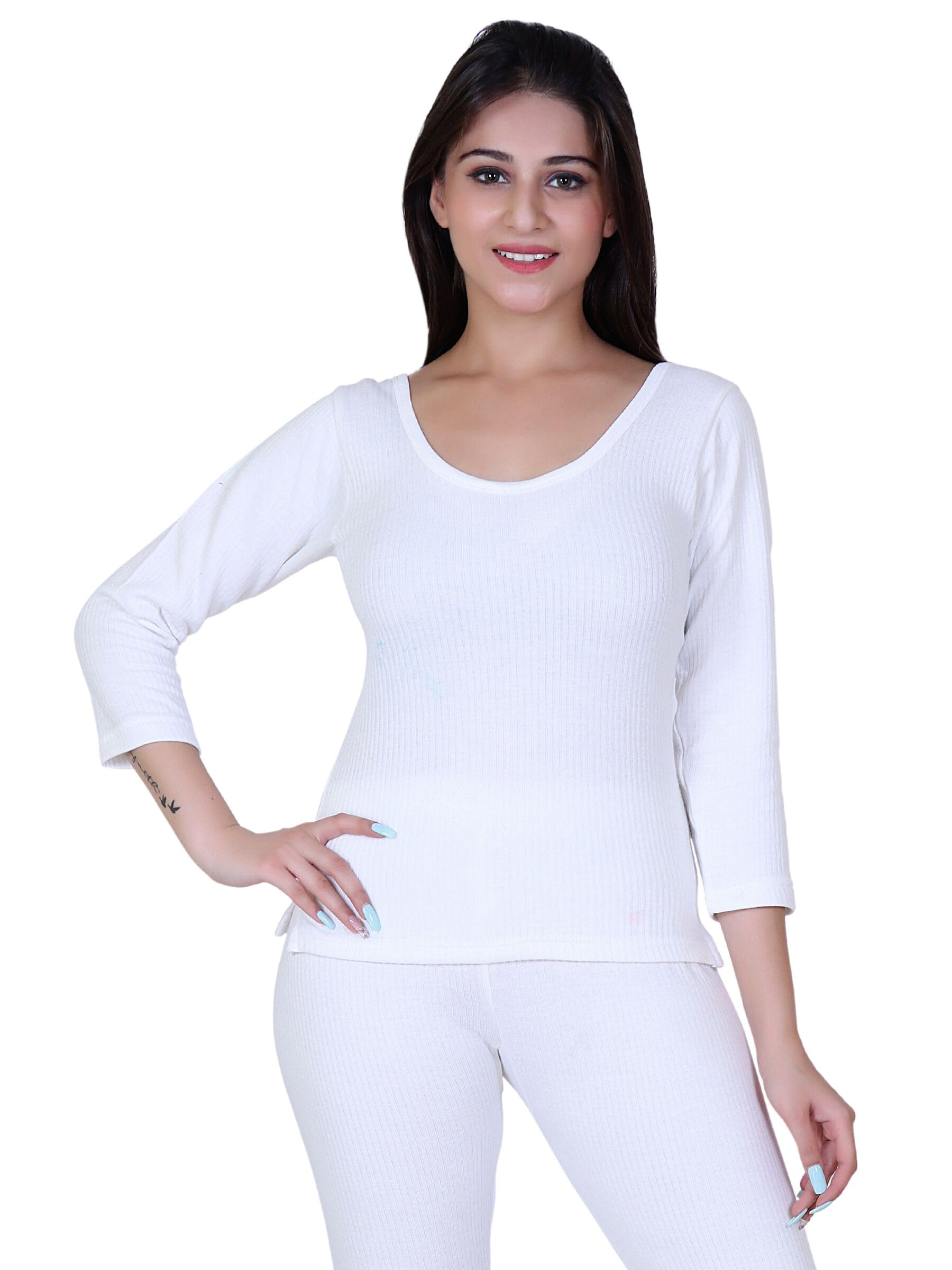 axys Womens Thermal Body Warmer Top | Full Sleeve Top for Women | Ultra Soft Winter Inner Wear (Pack of 1) (White, 105/2XL)-picture-12