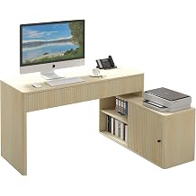 Modern Computer PC Desk Table with Storage, Corner L Shaped Desk with Drawers, Home Office Desk for Bedroom and Small Space, for Writing, Executive, Study, Work, Vanity - Natural