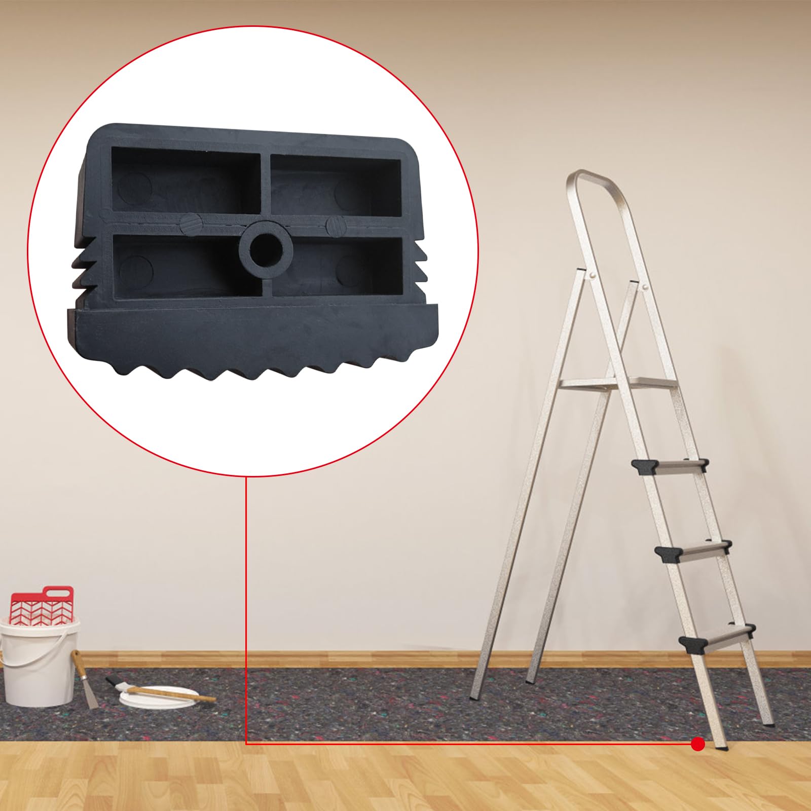 Juego de 4 pies de escalera, pies de repuesto, tapas de escalera, tapas protectoras, almohadilla protectora de escalera de PVC, almohadilla protectora de escalera, repuestos para escaleras