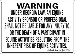 Warning Under Georgia Law an Equine Activity OSHA Metal Aluminum Sign 10 in x 7 in