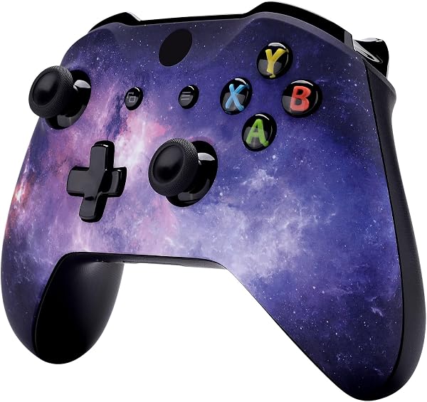 eXtremeRate Nubula Galaxy Faceplate Cover, Soft Touch Front Housing Shell Case, Comfortable Soft Grip Replacement Kit for Xbox One S & Xbox One X Controller - 5