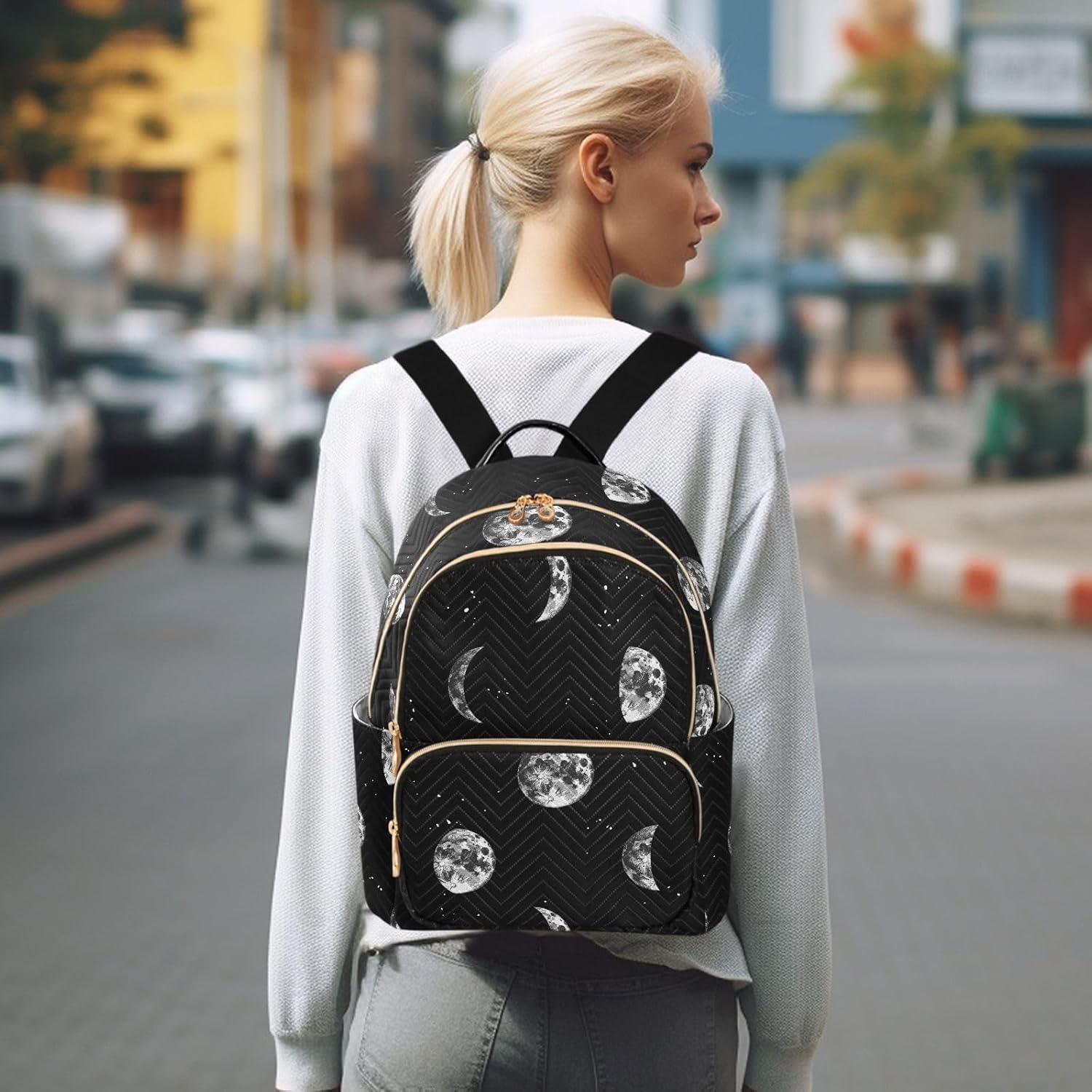 ALAZA Vintage Moon Women’s Backpack Purse Causal Daypack Work Travel College Business Trip Bag Shoulder Bag
