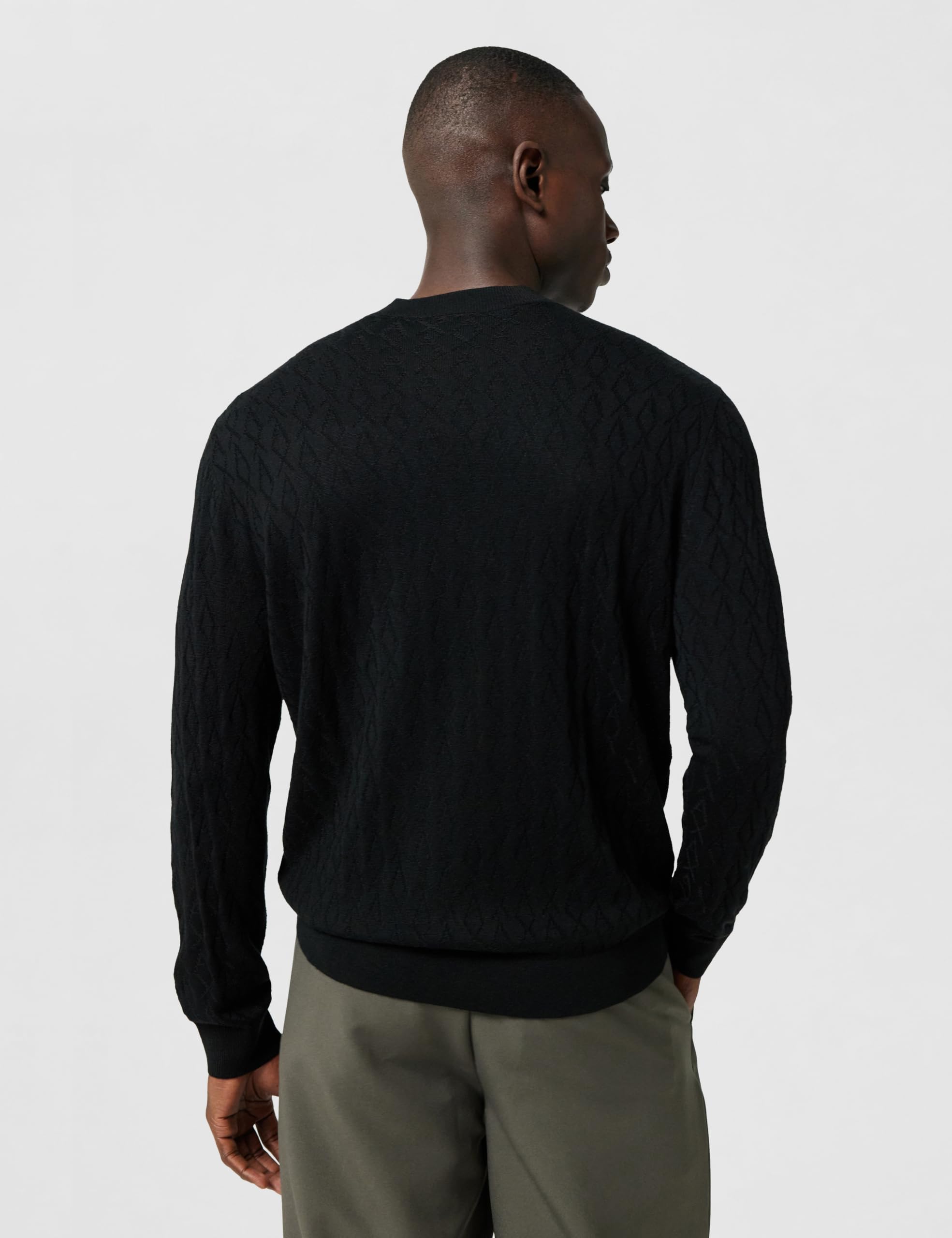 Armani Exchange Essential, Long Sleeve Monogram Logo Texture Maglione Uomo (Pacco da 1)