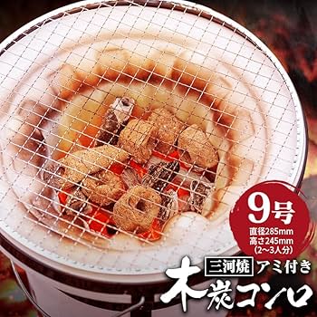 Amazon | 亀島製陶所 木炭コンロ 9号 （アミ付き）七輪 | 亀島製陶所