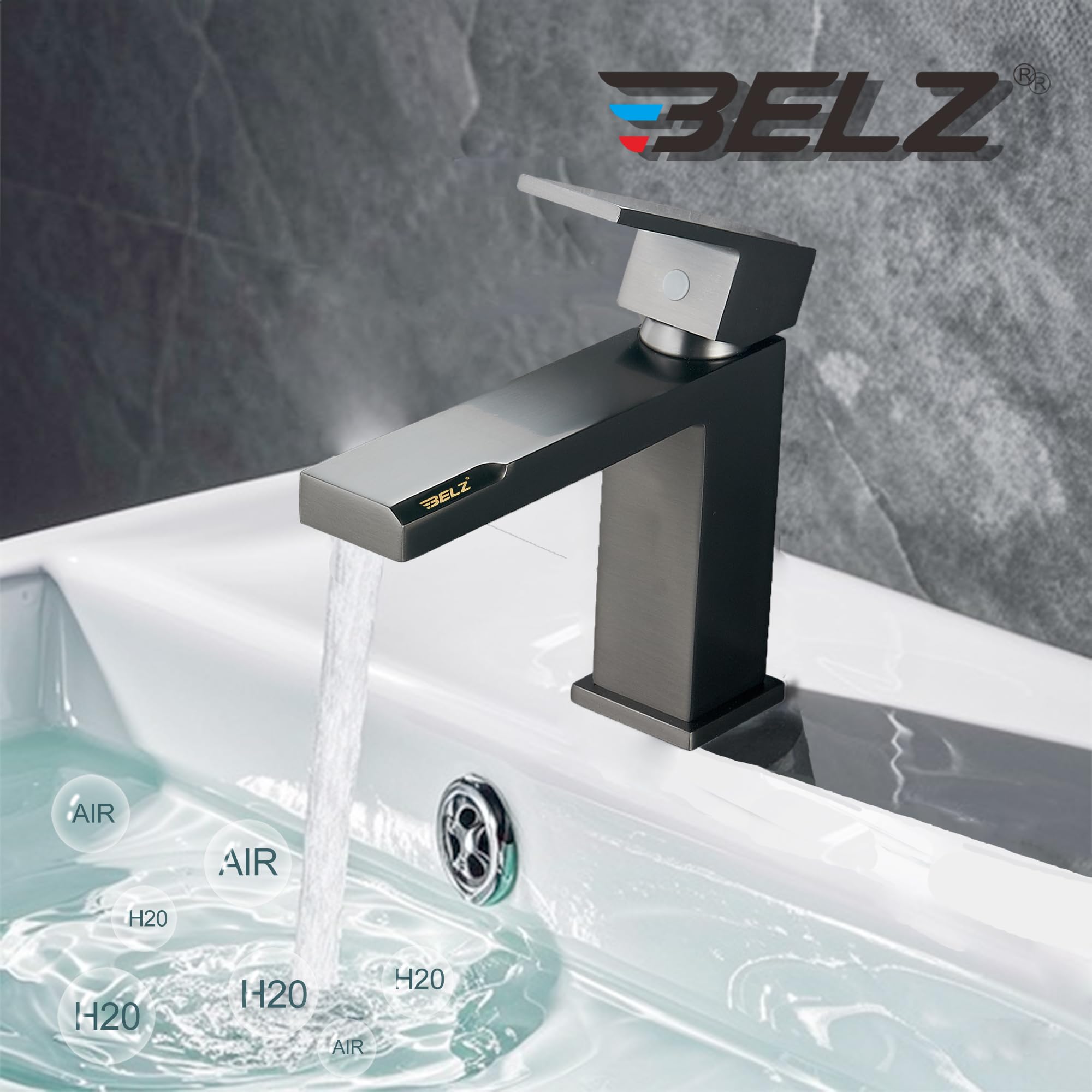Mitigeur Lavabo BELZ - Design Carré Moderne, Laiton Robuste, Économie D'Eau | Easy Install Pour Salle De Bain
