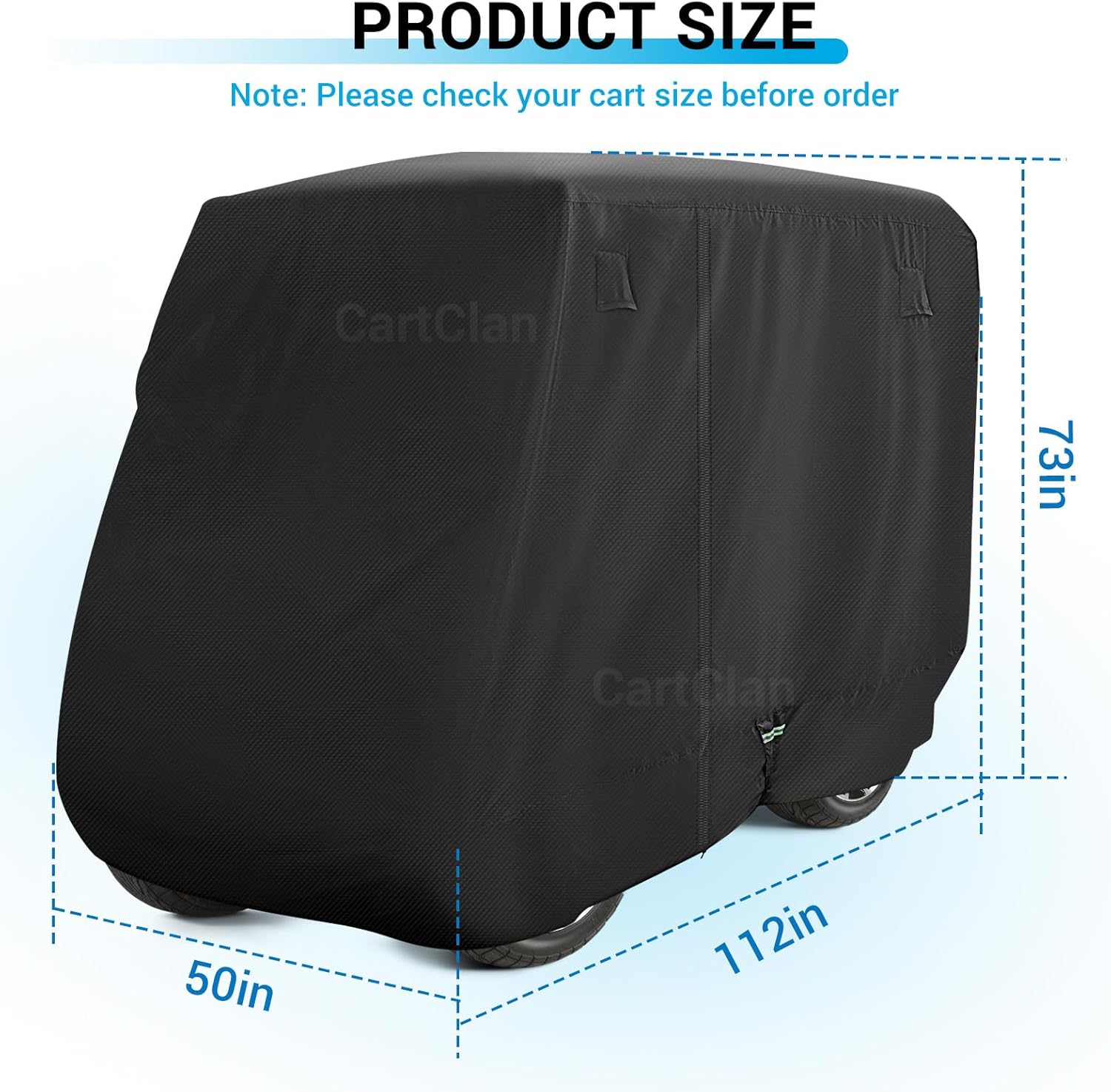 Golf Cart Cover, 420D Waterproof Golf Cart Cover with Storage Bag, Suitable for Most 2+2/4 Passenger Club Car, Yamaha, EZGO Golf Carts, Black