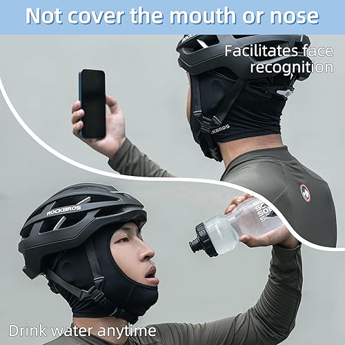 Miniatura 6 de ROCKBROS Máscara de seda de hielo refrigerante, gorro de calavera, pasamontañas, protección UV, forro para debajo del casco, color negro, Negro -,