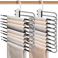 FBXGT 2 Peças Cabides para Roupas Multifuncional de Aço Inoxidável 9 Camadas Gancho de Roupas e Calças Antiderrapante Dobrável Cabide Economizador de Espaço Saia e Calças Rack de Armazenamento