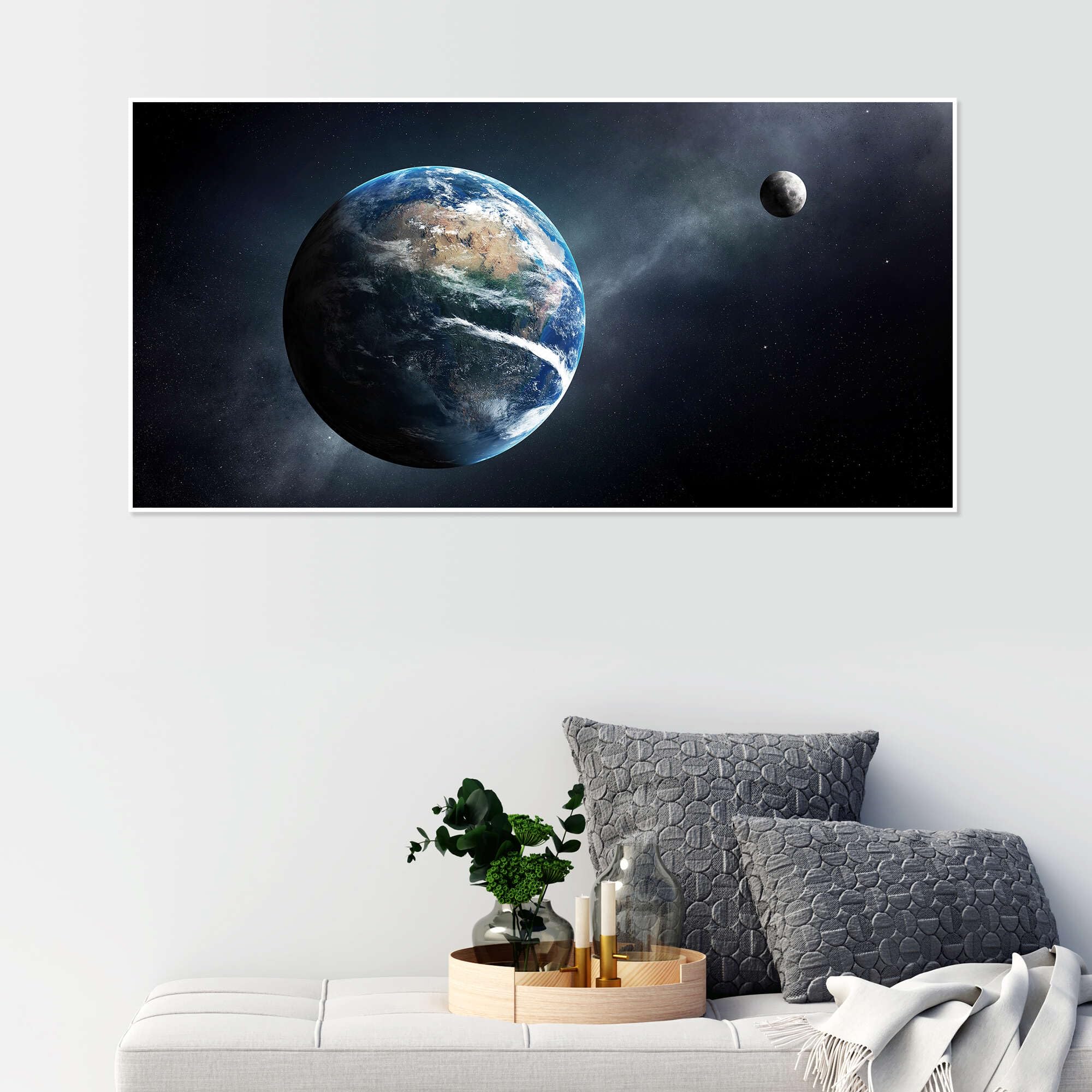 Earth and moon from outer space Plakat
