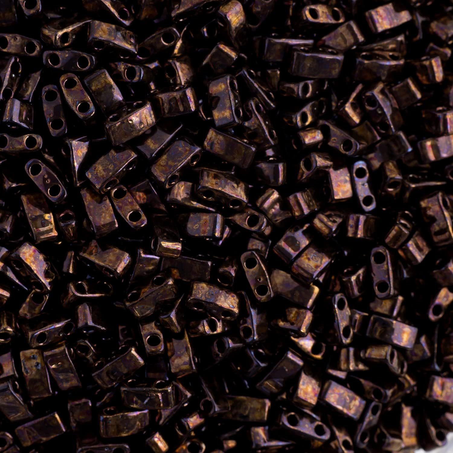 Miyuki TILA Half Cut 5x2.3mm - 2 Hole Bronze Metallic 250Gms Bulk Bag of Japanese Glass Beads