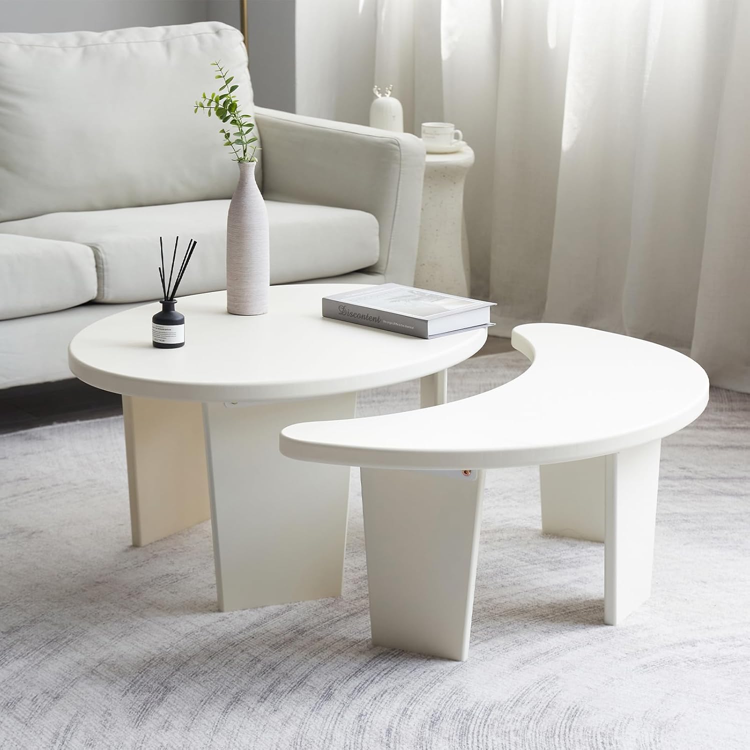 Coffee Table Set of 2, Modern Nesting Tables for Living Room, Accent Table