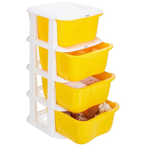 Solimo 4-Rack Plastic Modular Storage Drawer, Multicolor