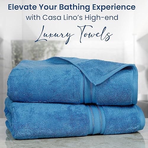 Miniatura 2 de Casa Lino Juego de 2 toallas de baño extra grandes (30 x 60), 100% algodón puro, toallas de baño de lujo, ligeras y altamente absorbentes, toallas
