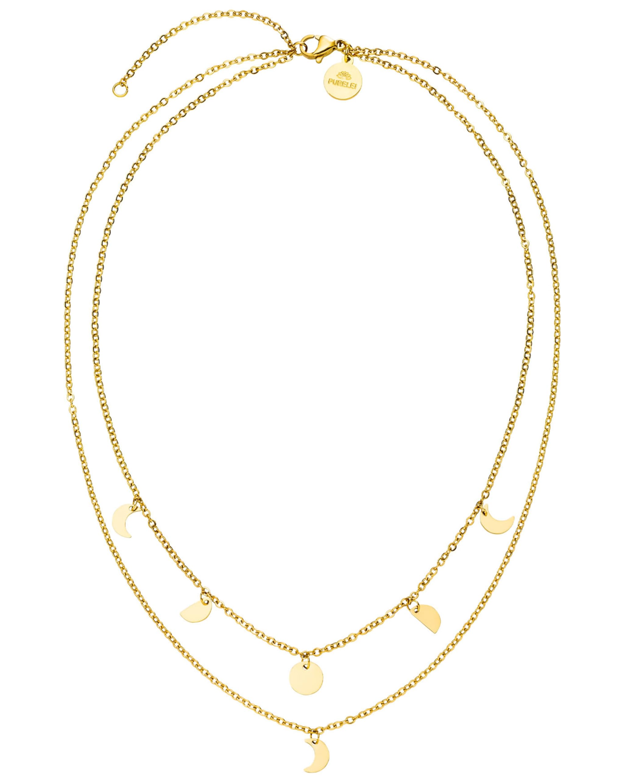 Purelei Luna Kette Damen – Halskette Damen aus langlebigem Edelstahl – Wasserfeste Kette mit Anhänger – 40-45 cm Länge verstellbar – Halskette für deinen individuellen Look