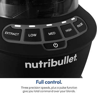 nutribullet Full-Size Blender Combo, Single-Serve & Large Capacity, 1200W, 64oz Pitcher, 32oz Cup, Extractor Blade, 3-Speed, Pulse, Smoothies, Soups, Sauces, Easy Cleaning, Matte Black, NBF50500AK