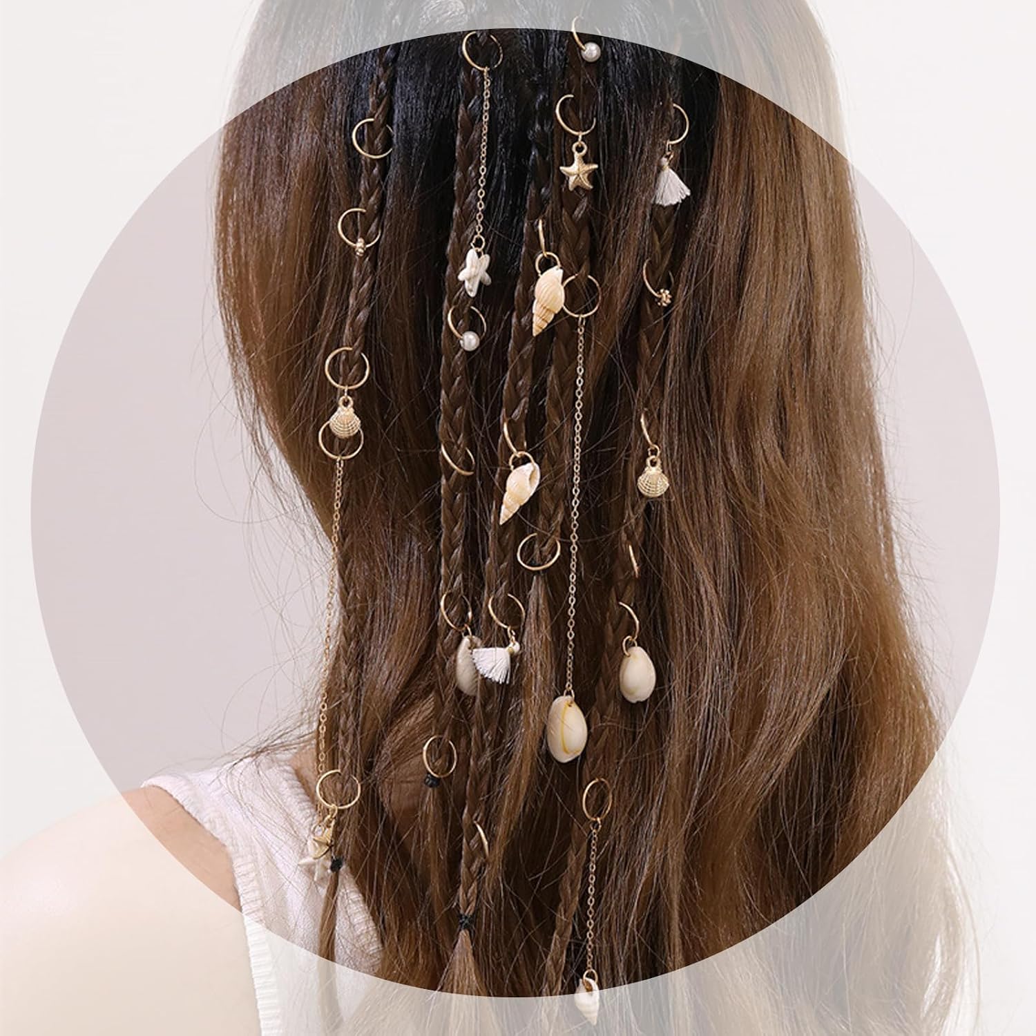 24 PCS Starfish Loc Hair Jewelry - Seashell Conch Starfish Loc Hair Charms for Braids Vintage Hair Braiding Decor Hair Jewelry for Braids Clips Seashell Dreadlock Accessories for Women image 4