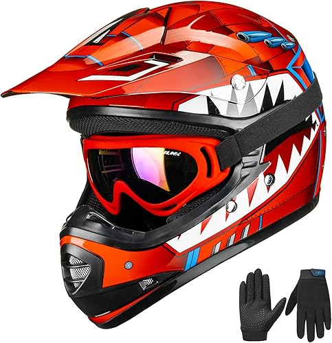 Miniatura 8 de ILM Casco de Motocross ATV para Jóvenes Niños, Gafas, Guantes Deportivos, Moto de Tierra, Motocicleta, Todoterreno, Aprobado por DOT B07 (Joven-M,