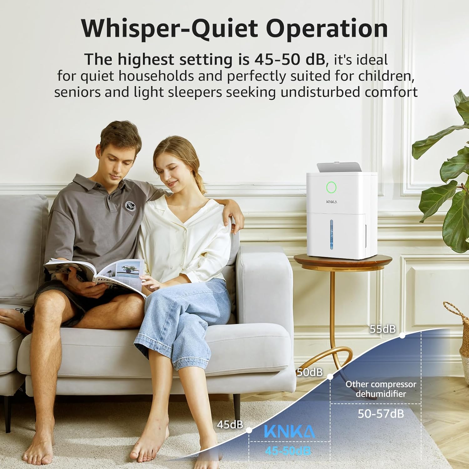 KNKA 1600 sq.ft Dehumidifier for Basement, 21 Pint Dehumidifiers for Home with Drain Hose, Continuous Drainage, Washable Filter, Intelligent Humidistat for Bedroom, Bathroom, Large Room - Image 4