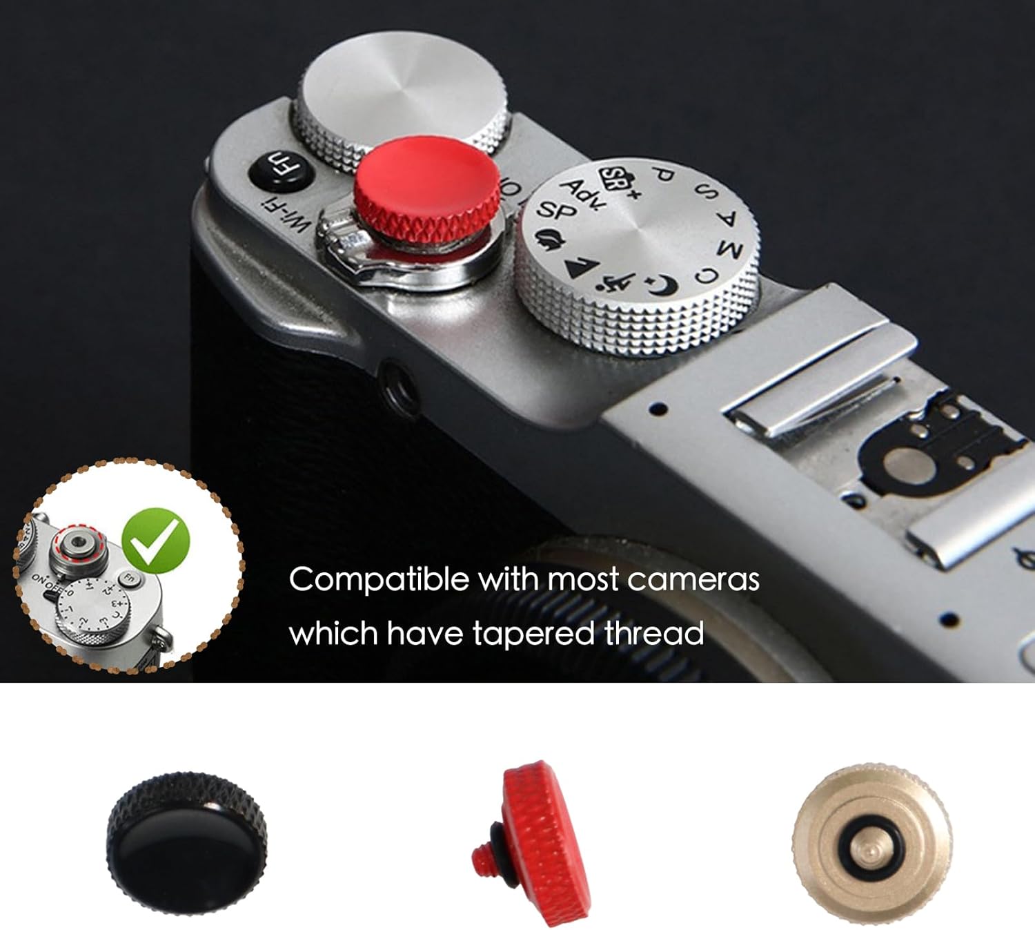 DJDIRY 3 Pack Camera Shutter Button with Rubber O-Ring, Concave Shutter Release Button Compatible with Fujifilm, Hasselblad, Rolleiflex, Nikon - Image 5