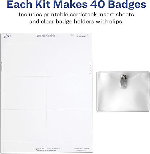 Miniatura 10 de Avery Insertos personalizables para insignias de nombre, 3 x 4 pulgadas, blanco, 2 paquetes de 300, 600 etiquetas de nombre imprimibles en total