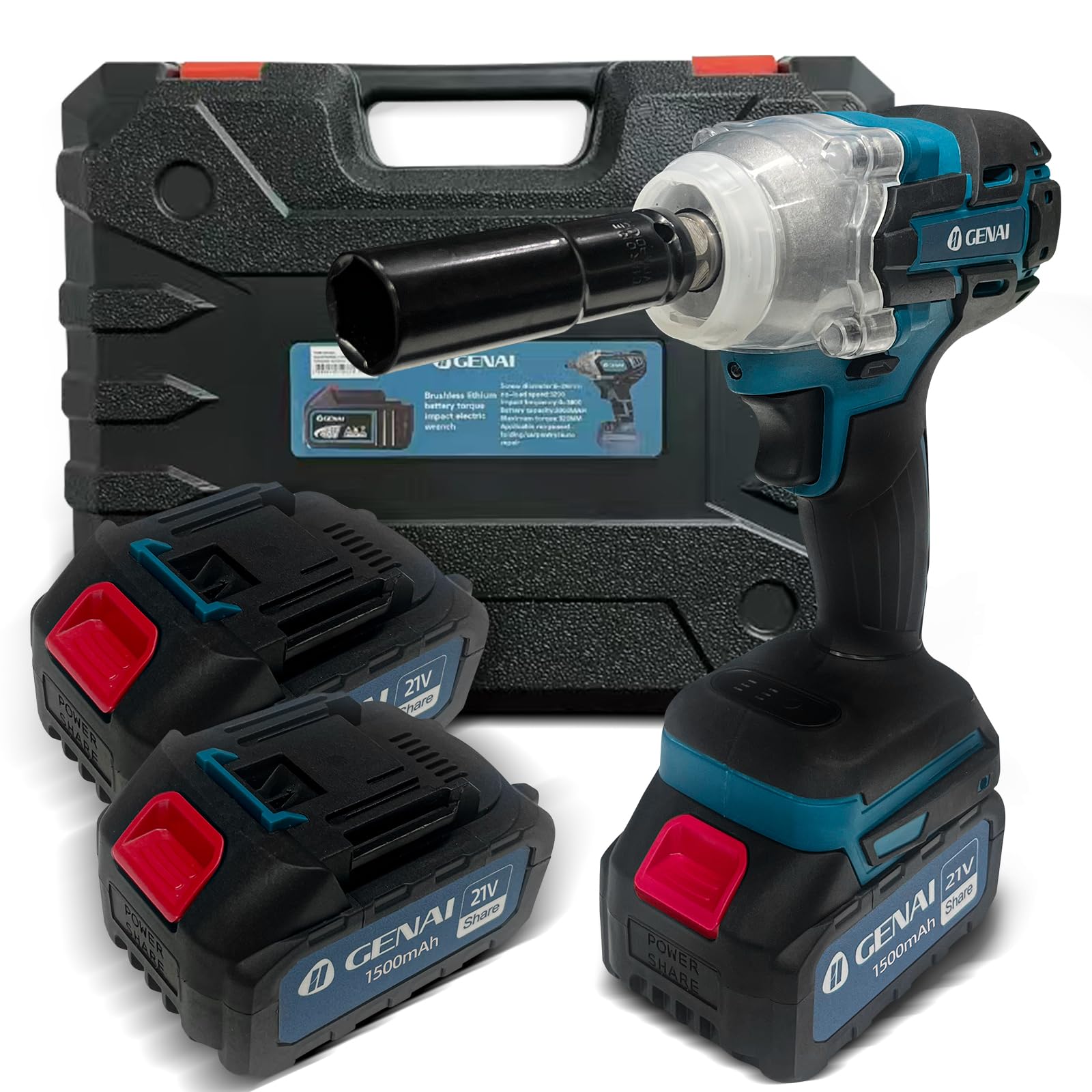 Chave de Impacto 21V, 1500mAh Baterias Parafusadeira Eletrica, com