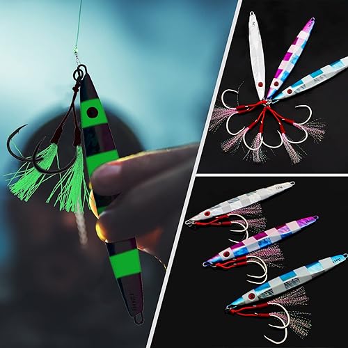 Miniatura 4 de FREGITO Plantillas de pesca verticales de agua salada, cuchara de jigging vertical, señuelos de atún de pesca, señuelos artificiales de pesca para