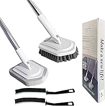 120cm Extendable Brush Set with 2 Brush Heads, 2 Crevice Brushes, 2 Wall Hooks, Cleaning Tool for Floors, Tiles, Walls, Shower and Corners