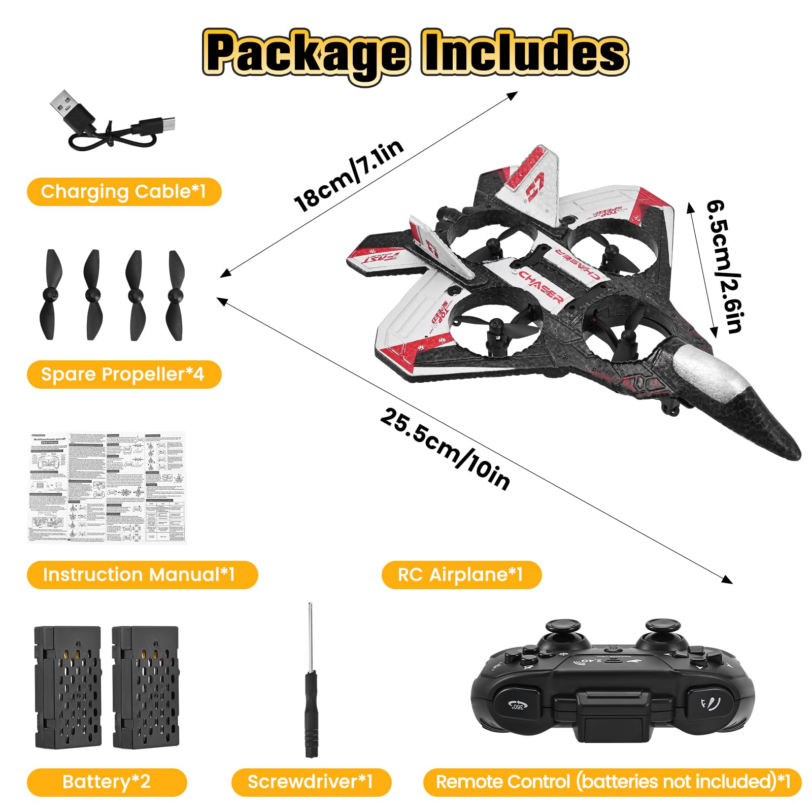 Avión Telecontrolado, 3 Velocidades de Avión RC, Rotaciones y Barriles de 360°, Equipado con luz Nocturna LED y 2 Pilas Recargables, Ideal para Principiantes y Niños (Rojo)