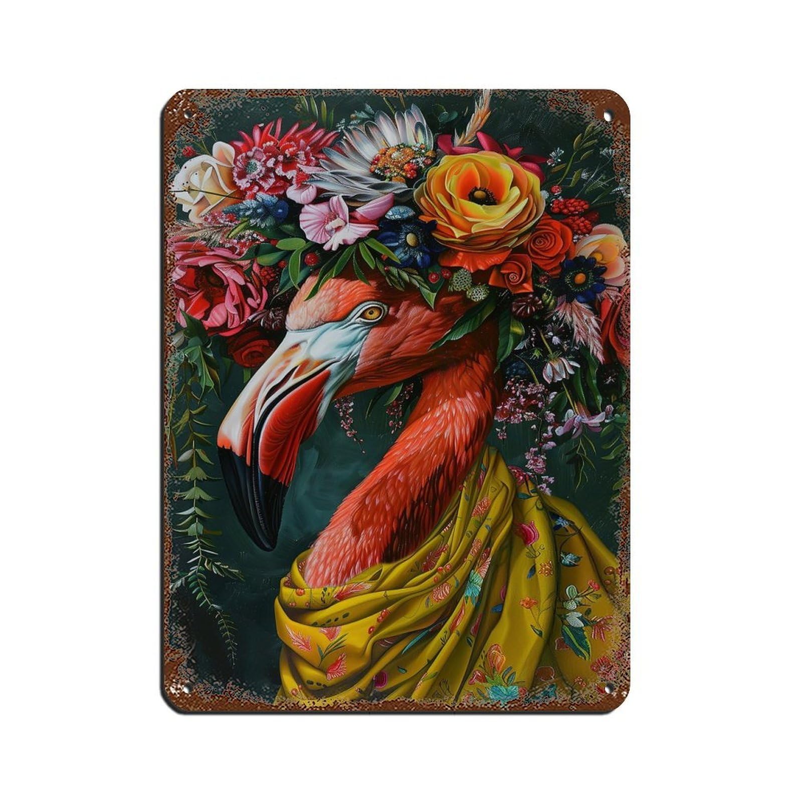 Matisse Floral Flamingo Poster Retro Poster Metal Tin Sign Chic Art Retro Iron Painting Bar People Cave Cafe Family Garage Poster Wall Decoration 12x16inch(30x40cm)