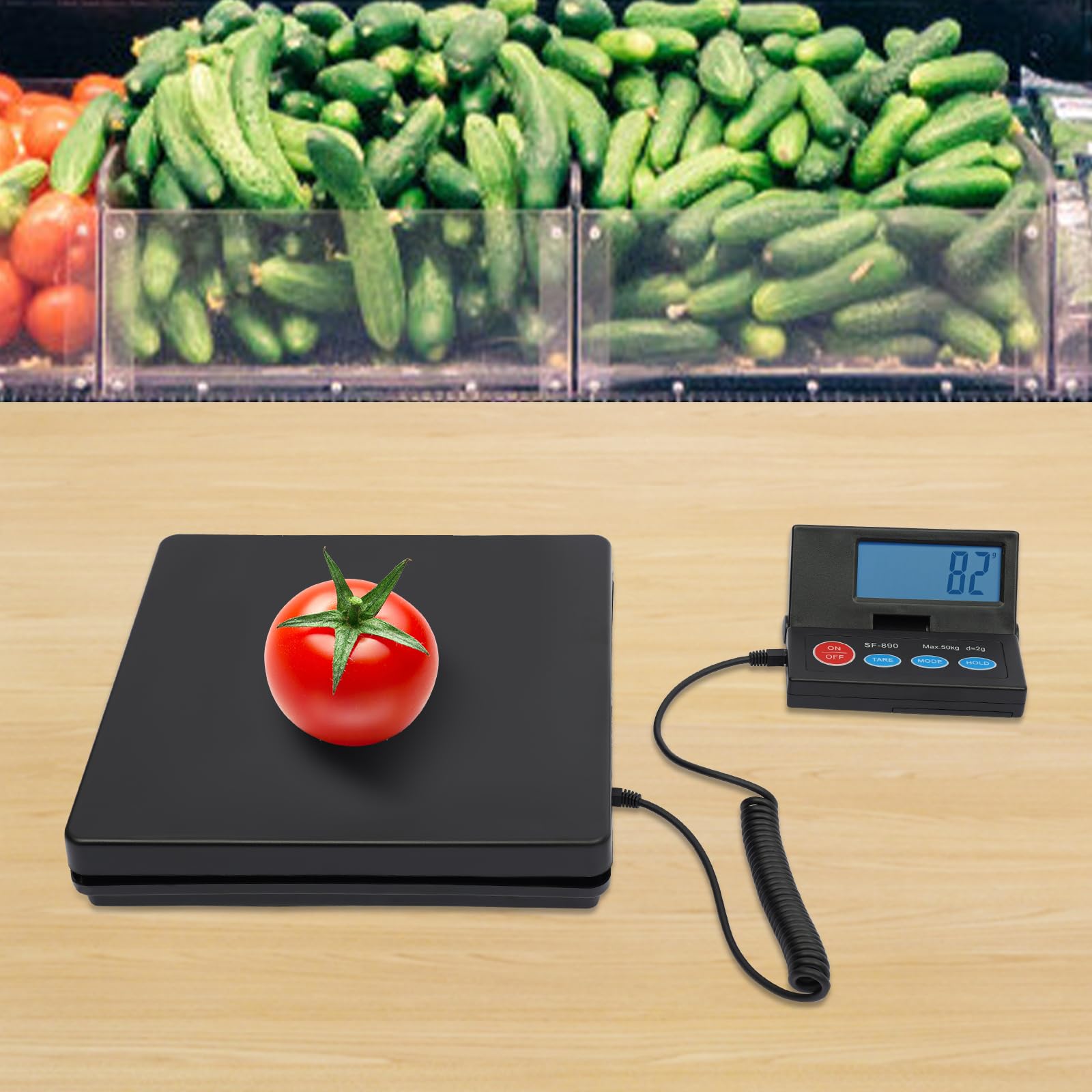 Bilancia digitale per pacchetti, max. 50 kg, precisione di 1 g o 2 g, unità commutabili, 28 × 28,5 × 9 cm, colore nero